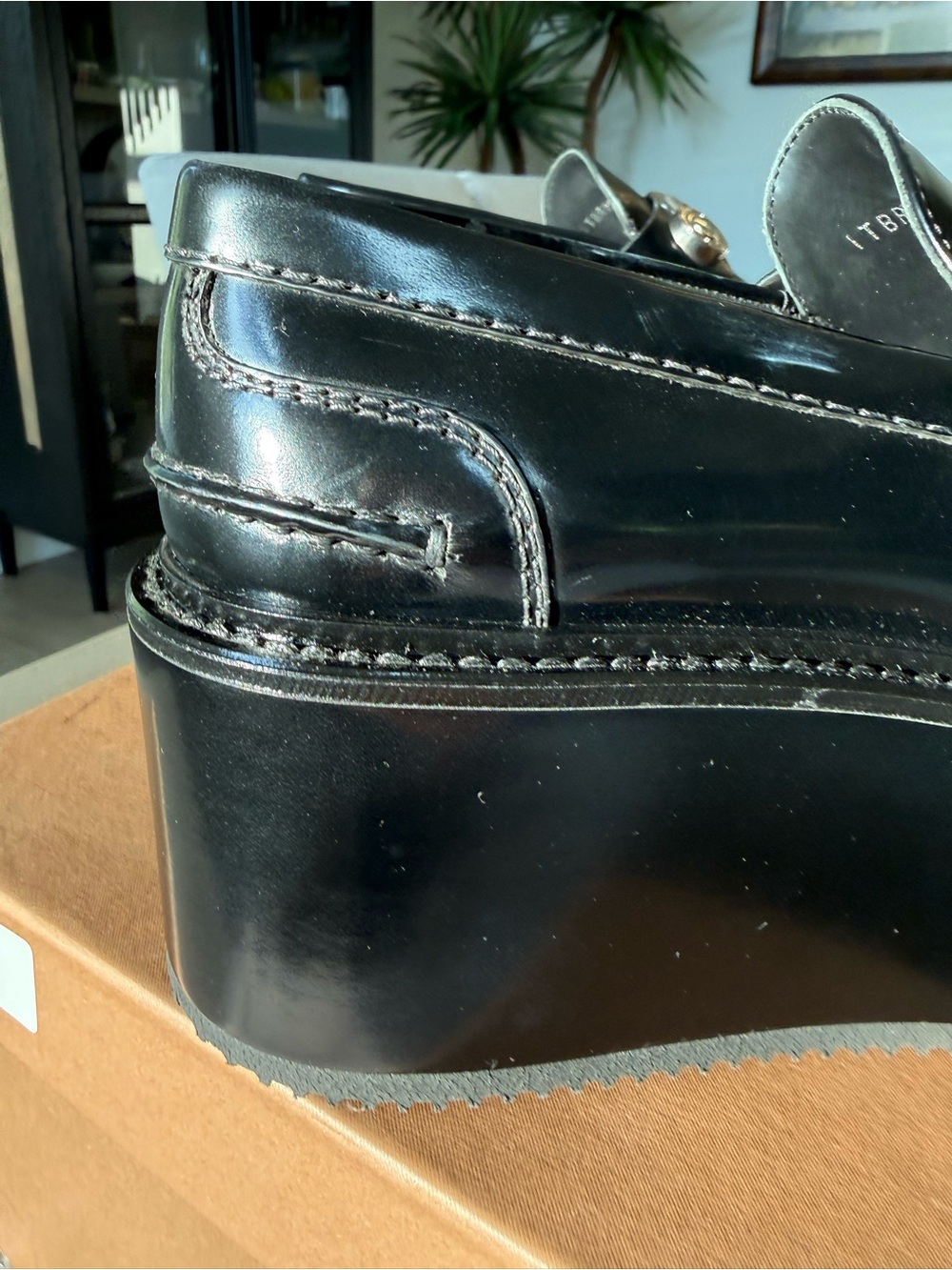 Burberry Black Patent Platform Loafers with Silver-Tone Medallions - Picture 8 of 12